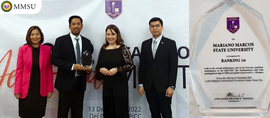 awards MMSU as country's top-performing law school; Rank 1 among law schools with 11-50 takers